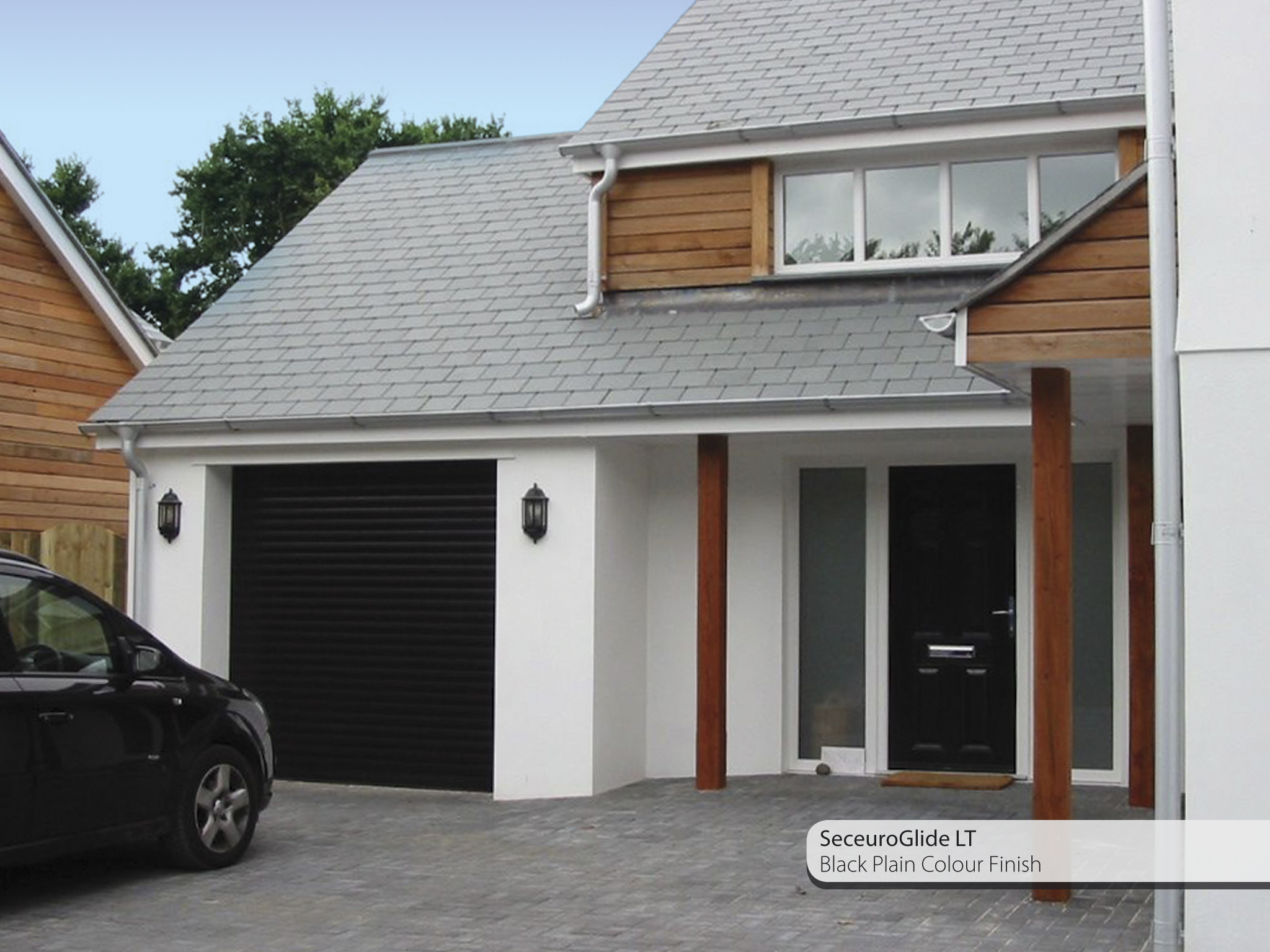 Seceuroglide Lt Roller Door with a hard wearing and long lasting black powder coated paint finish.